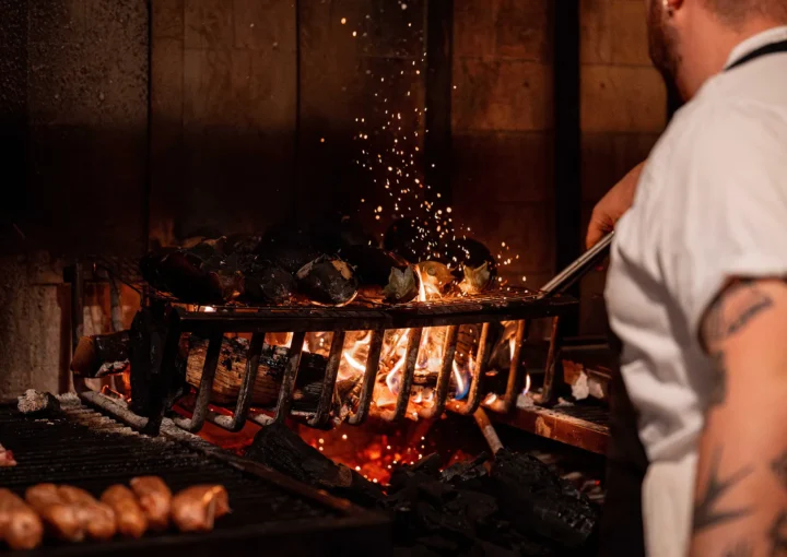 Open fire cooking at Sucre Restaurant