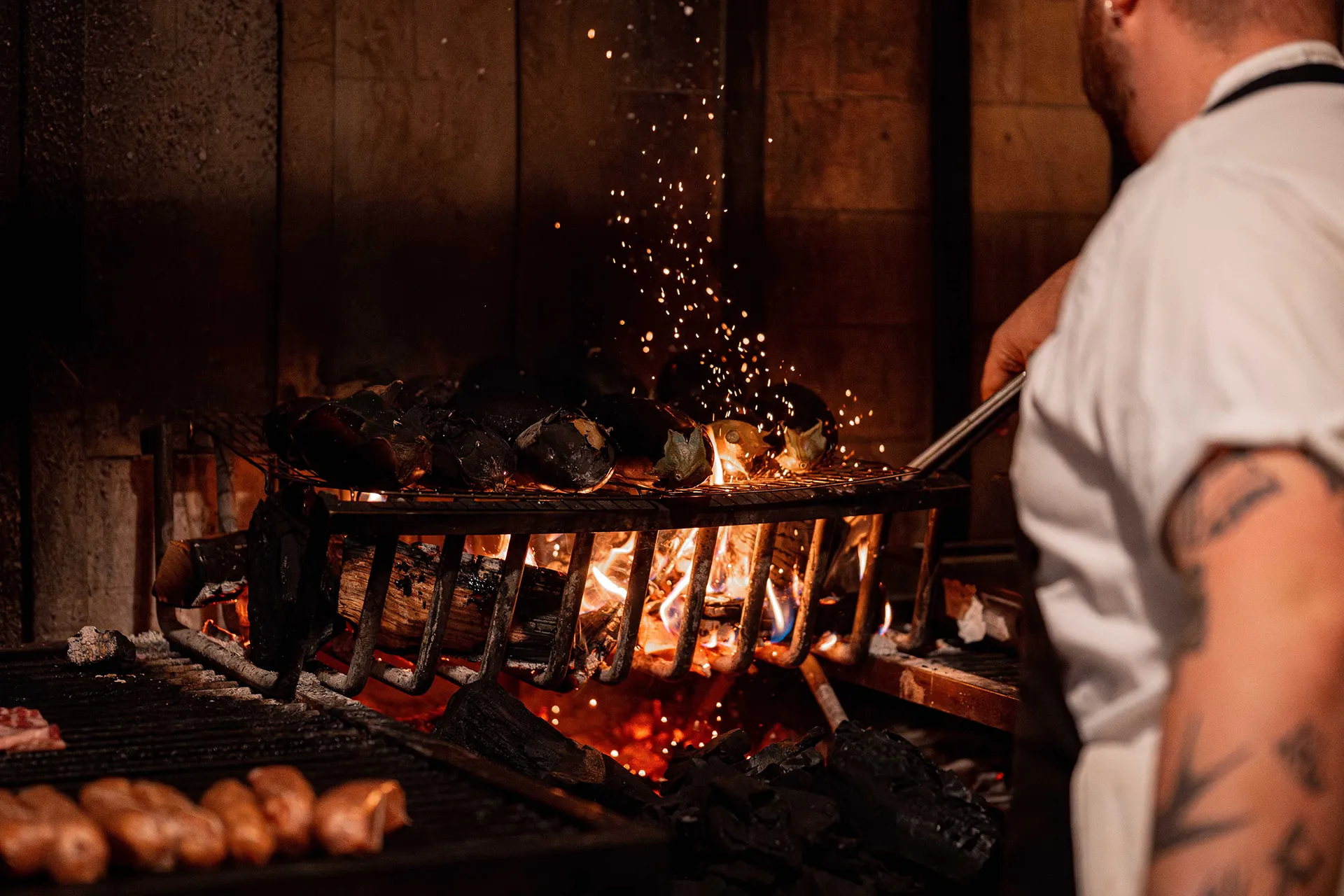 Open fire cooking at Sucre Restaurant